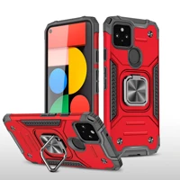 fashion heavy armor rugged shockproof protection phone case for google pixel 5a 4a 5 5g ring car mignetic kickstand back cover