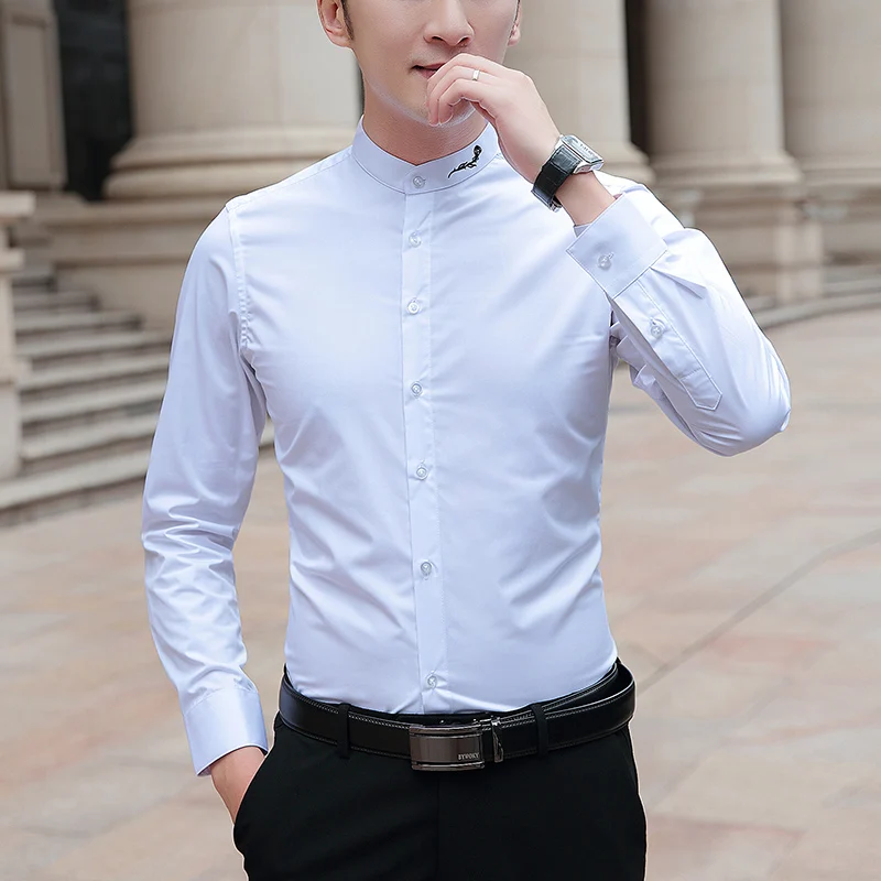 

N&B Shirt Mens Business Dress Shirts Fashion White Tops Men's Clothing Spring Autumn Man Social Shirts Men Shirt French Cuff CS8