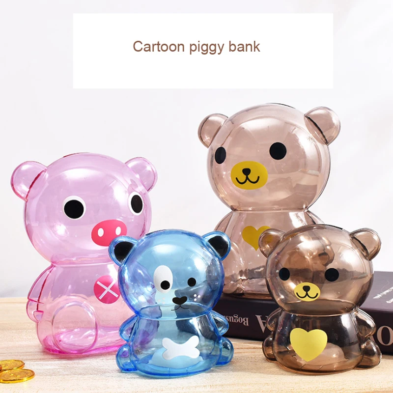 

Transparent Bear Piggy Bank, Children's Cartoon Piggy Bank, Piggy Bank, Bear-shaped Children's Change Box, Coin Storage Box