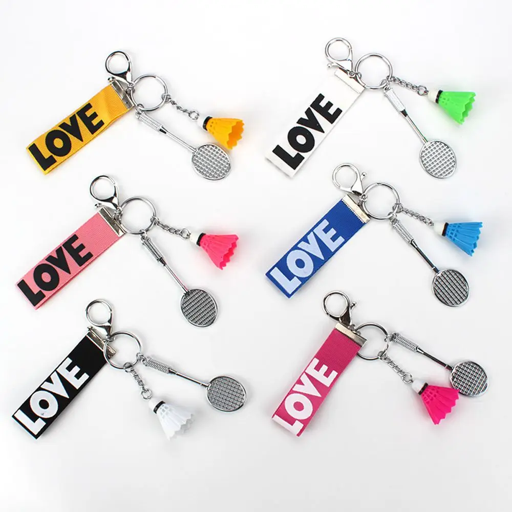 

Unique Keychain Mini Battledore Love Webbing Pendant Keyring Holder Keychain Hanging Bag Decor Badminton Decor Backpack Keychain
