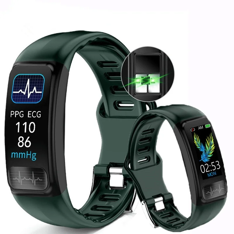 

P12 ECG PPG Smart Bracelet Blood Pressure Heart Rate Monitor Smartband Sports IP67 Waterproof Fitness Tracker Wristband Watch