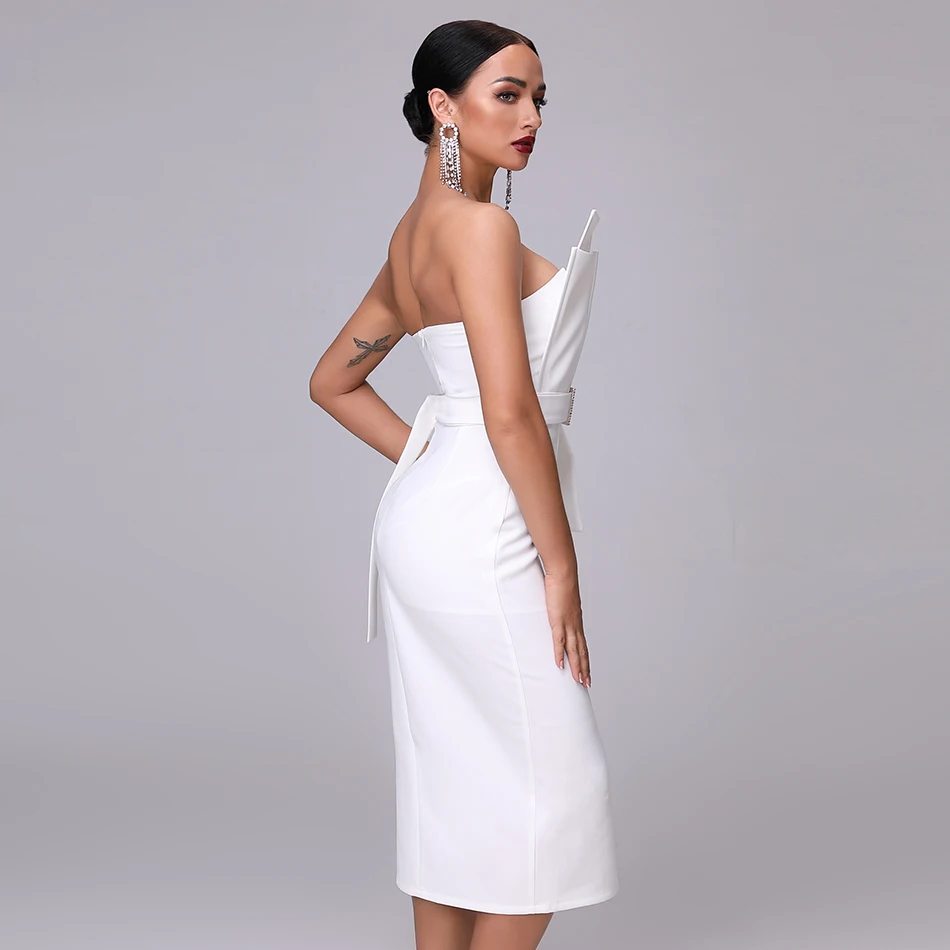 2020 летнее Новое Белое элегантное женское Обтягивающее Платье-миди с открытыми