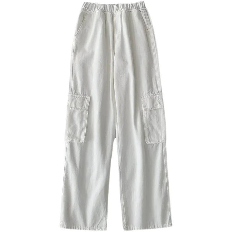

Wide-Leg Pants New Spring and Autumn Women's Clothing Korean Style Women's High Waist Tooling Pants Casual Pants Fashionable Ins