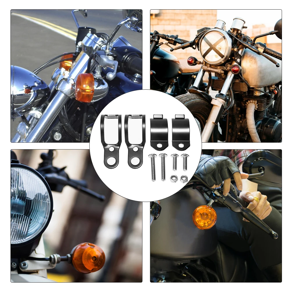 

Motorbike 1Pair Universal Motorcycle Turn Signal Lamp Headlight Mount Bracket Black Metal Clamp Holder for 33-43mm Front Fork