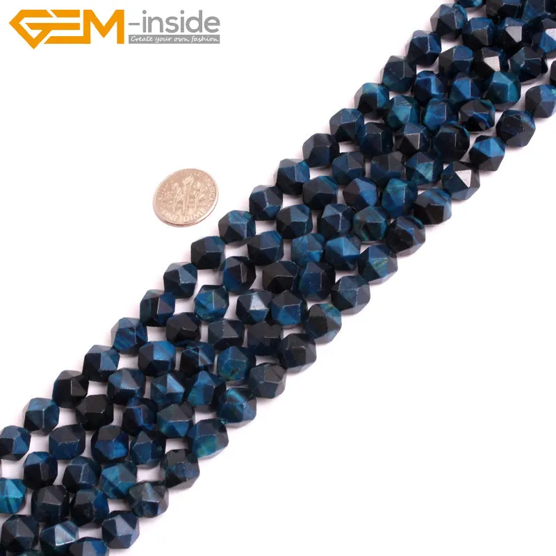 Бусины с гранеными бусинами Cambay синие тигровый глаз для изготовления ювелирных