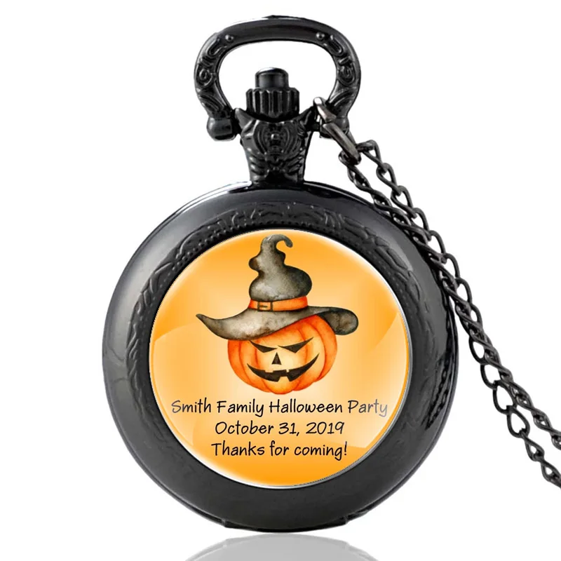 Часы наручные Smith Family вечерние мужчин и женщин, Классические винтажные кварцевые карманные наручные часы черного цвета со стеклянным куполом и подвеской на ожерелье, подарок