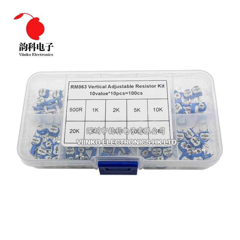 100 шт./лот 10 значений * шт. RM063 набор вертикальных настраиваемых резисторов в