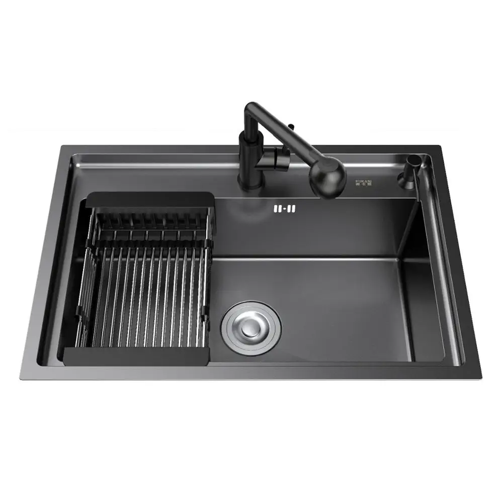 Kitchen sink blackening type X kitchen black nerving steel with vegetable wash mount | Sinks