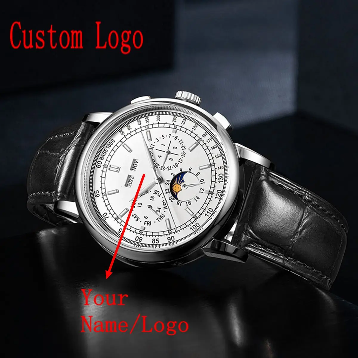 Часы наручные мужские с логотипом на заказ люксовые многофункциональные