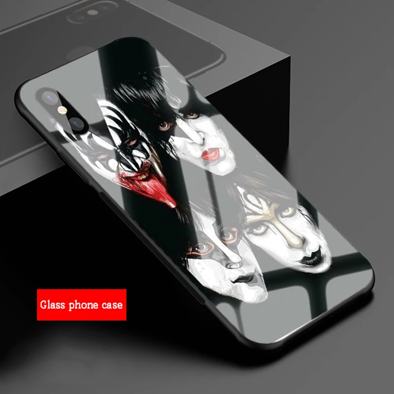 kiss band tempered glass phone case for iphone 12 11 pro max 5 6 7 8 plus x xs xr xsmax shell free global shipping