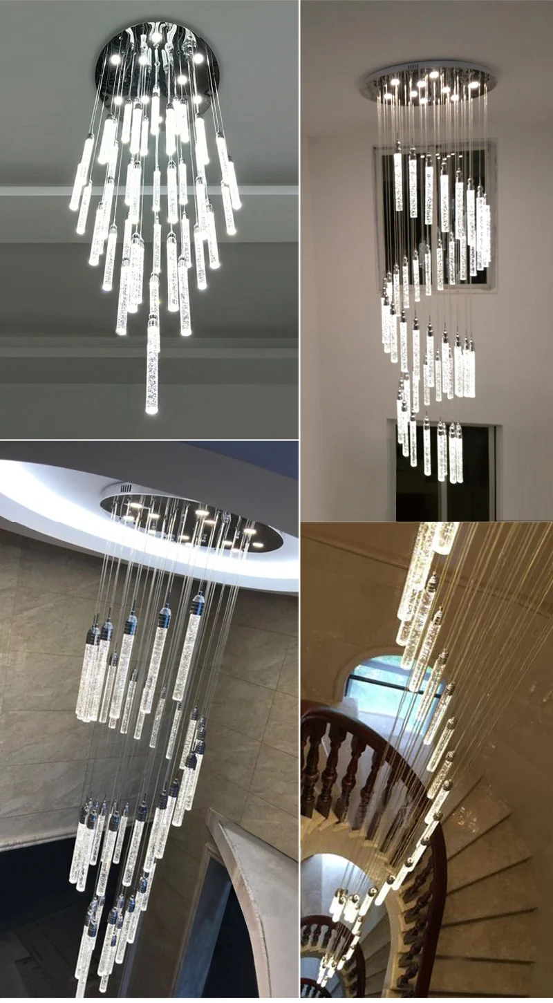 

Led Strip Hanging Chandeliers Lamps Stairway Long Cone Light Suspension luminaria Chandelier Lighting For Dining Room Lamps LED