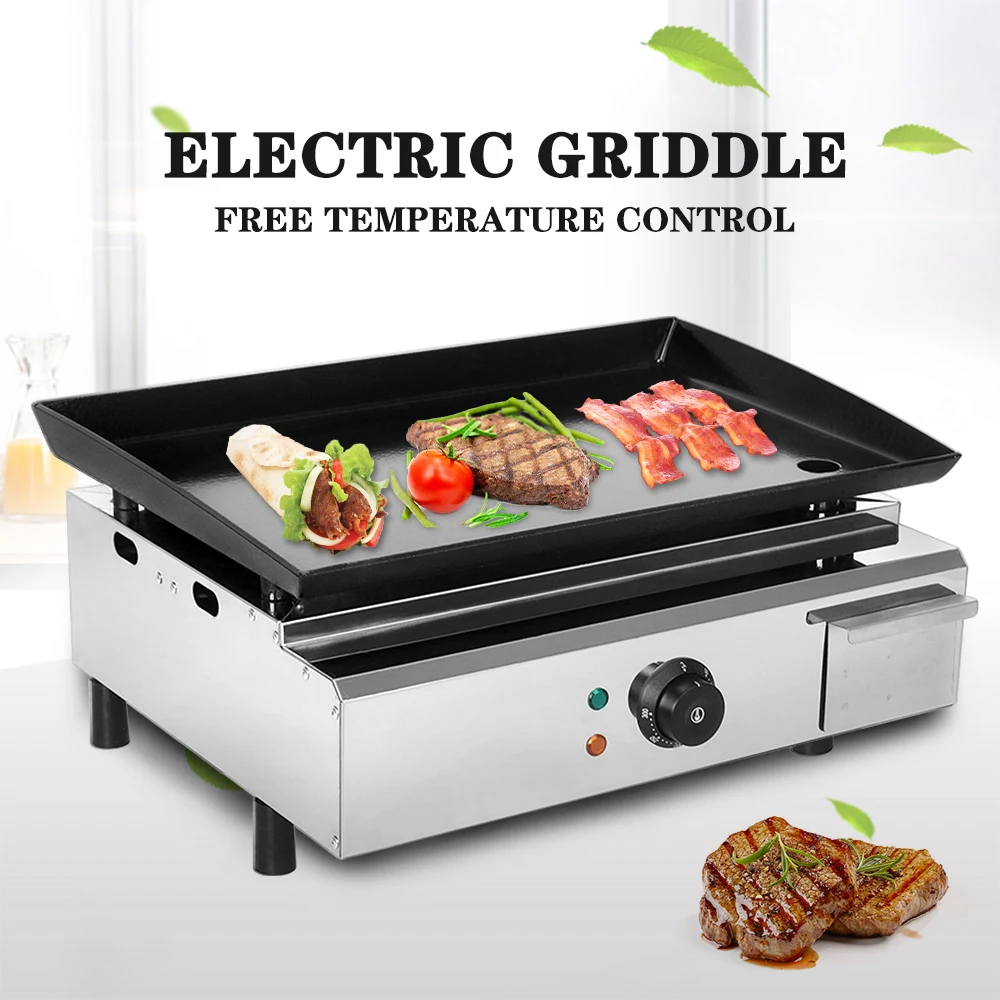 

Electric Griddle Non-Stick BBQ Grill 1 Burner Plancha Flat Plate Griddle 2500W Barbecue Machine Cooking Beef Pork Machine