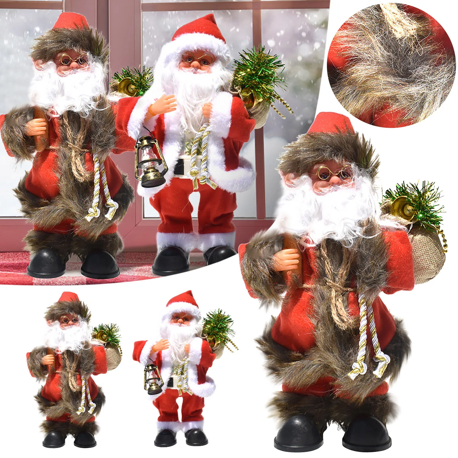 

Электрическая Музыкальная кукла Санта-Клаус, украшение для рождественской елки, Новогоднее украшение для дома, детский подарок