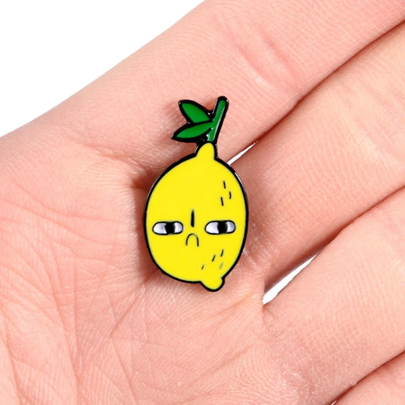 Envious лимон Эмаль Булавка милый мультфильм несчастный желтый фрукты ювелирные