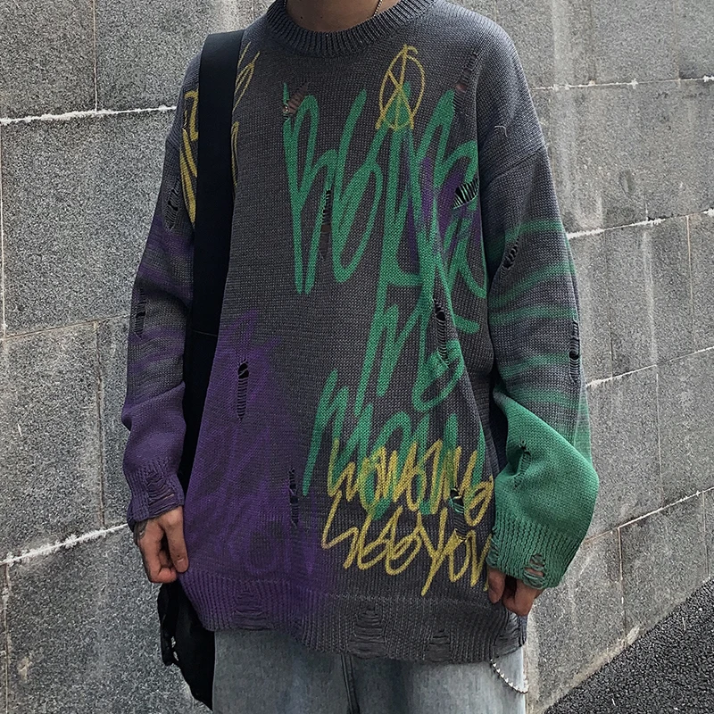 Свитер в стиле хип хопа с принтом граффити европейском и американском модель MY443