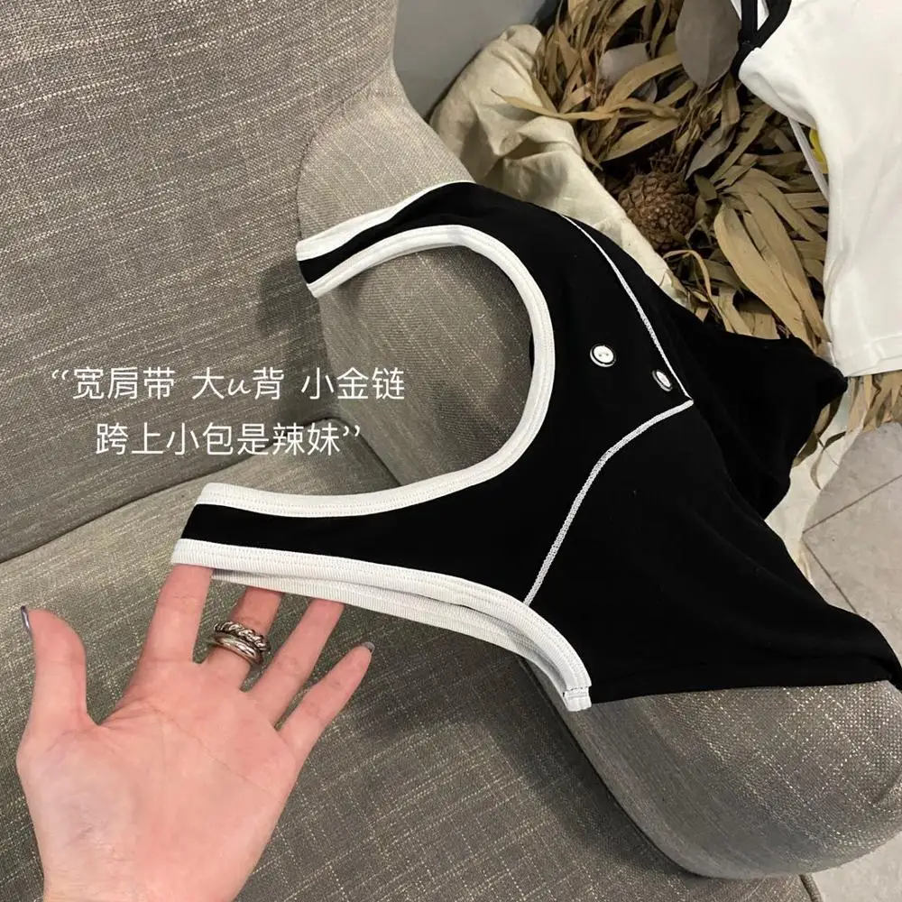 

Yidanna 2020 Network Burst Style Button Queen Beauty Back Suspenders Underwear Women Outfitted Sport Vest To Wear White/Black