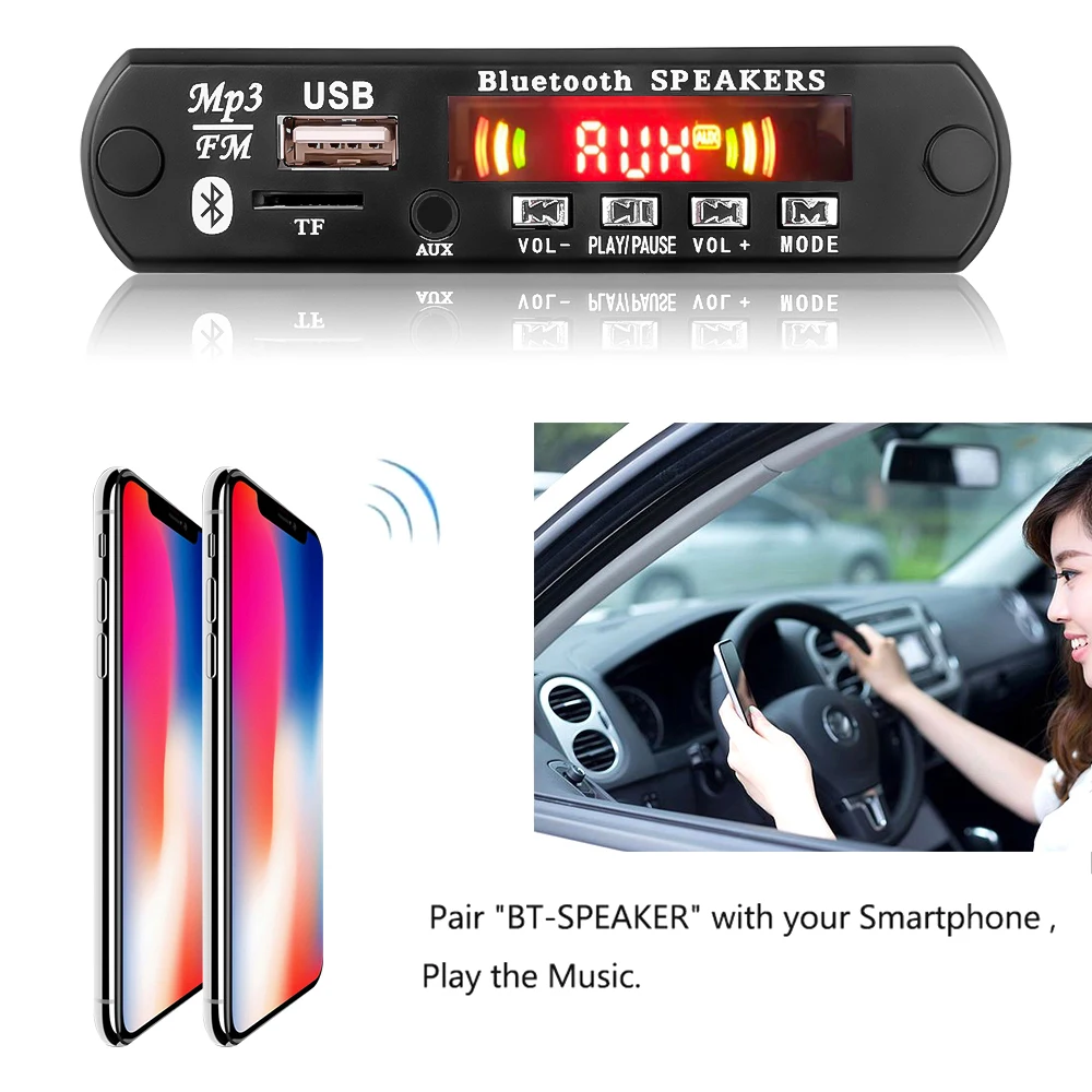 Mp3 плеер kebidu Плата декодера 5 В 12 Bluetooth 0 6 Вт усилитель автомобильный модуль FM радио
