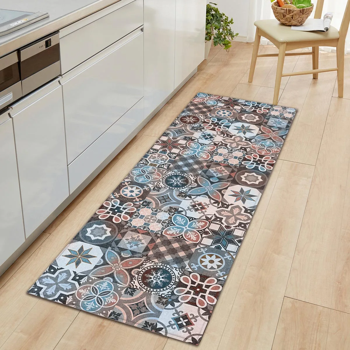 

Tiles Pattern Home Bath Mat Soft Entrance Door Mat Non-slip Kitchen Carpet Home Flannel Rugs for Living Room Kitchen Bedroom