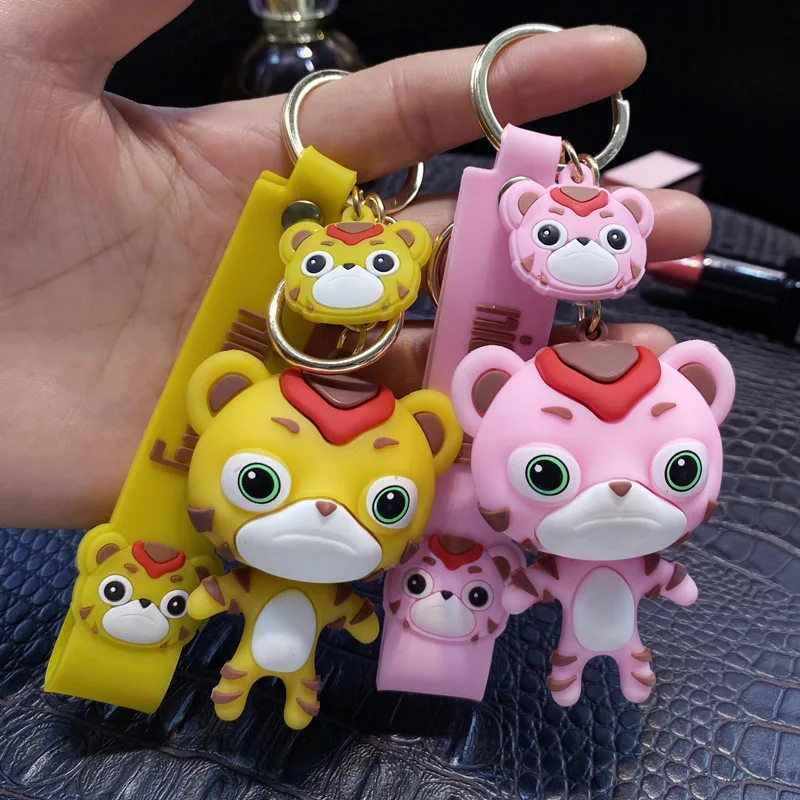 

Брелок с тигром в мультяшном стиле, креативный милый мягкий силикагелевый шнур, украшения в виде животных, парный брелок для автомобиля, под...