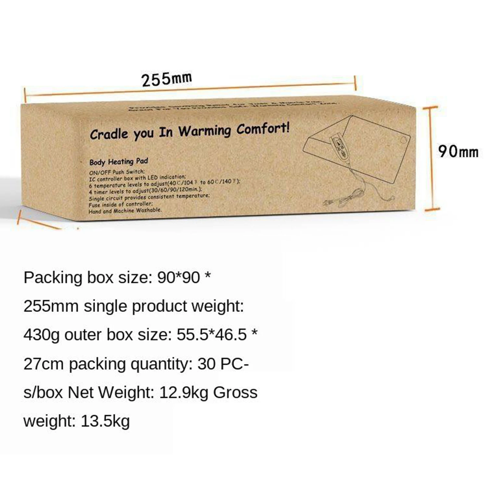 

Washable Large Electric Heat Pad Stomach Back Neck Pain Relief Body US Plug