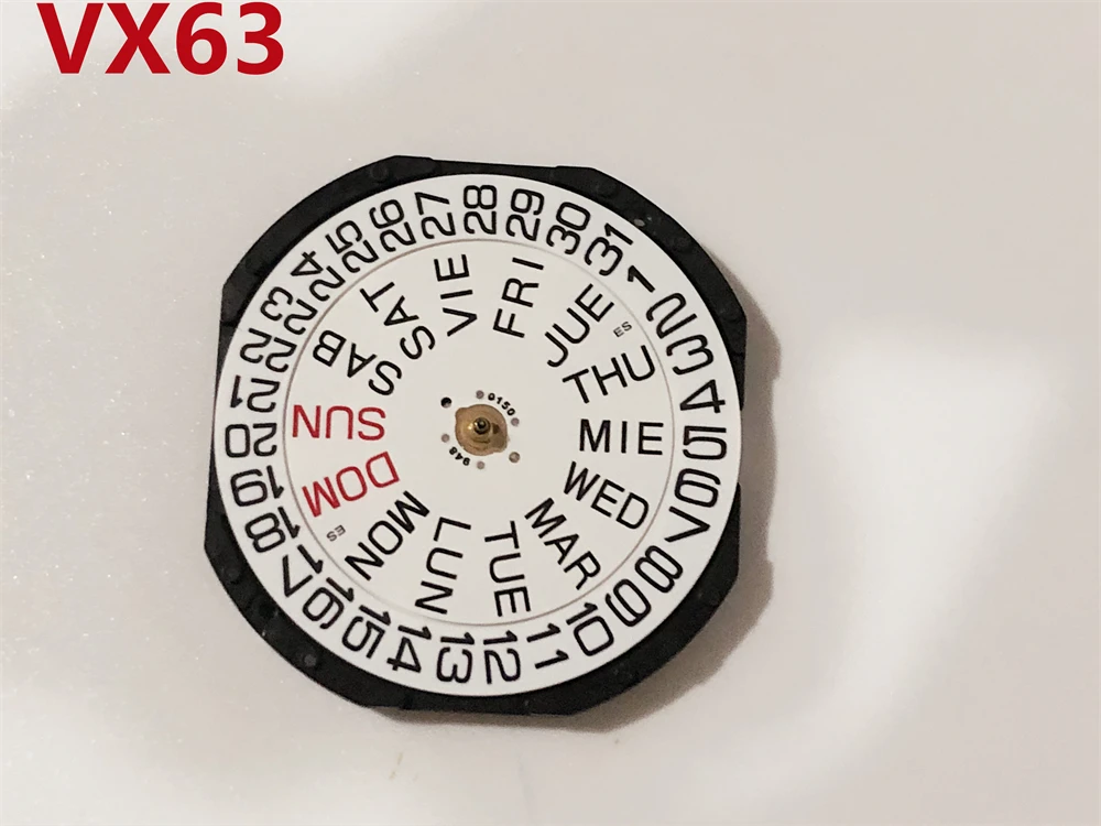 

Часы аксессуары новинка оригинальный японский механизм VX63E VX63 с тремя контактами и двойным календарем кварцевый механизм без батарей