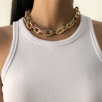 2021 new fashion statement punk chunky thick aluminium curb chain choker necklace gothic short clavicle necklaces collar jewelry