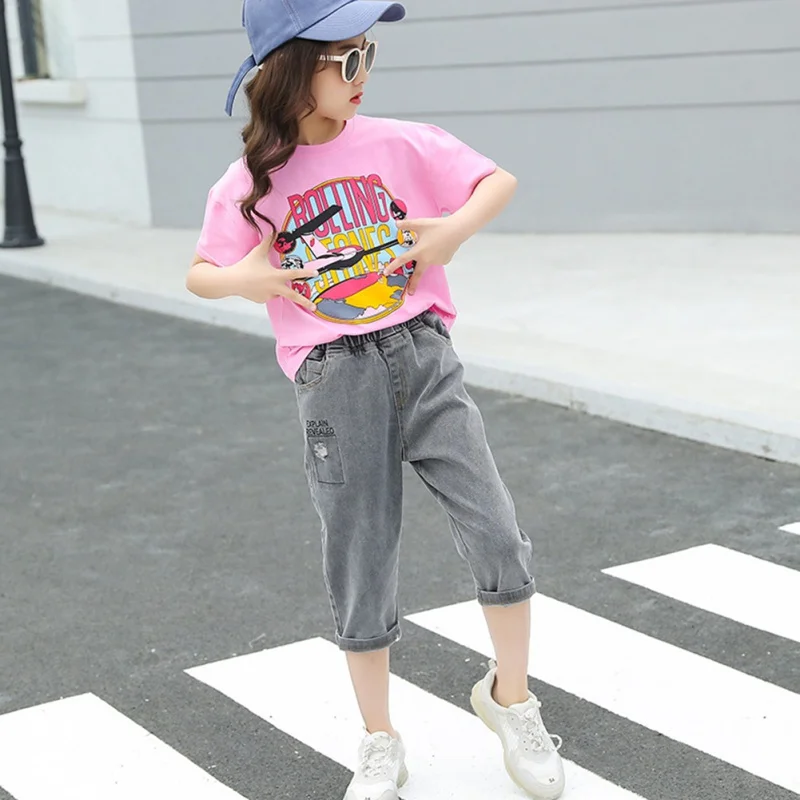 Милая Повседневная футболка с короткими рукавами и рисунком для маленьких