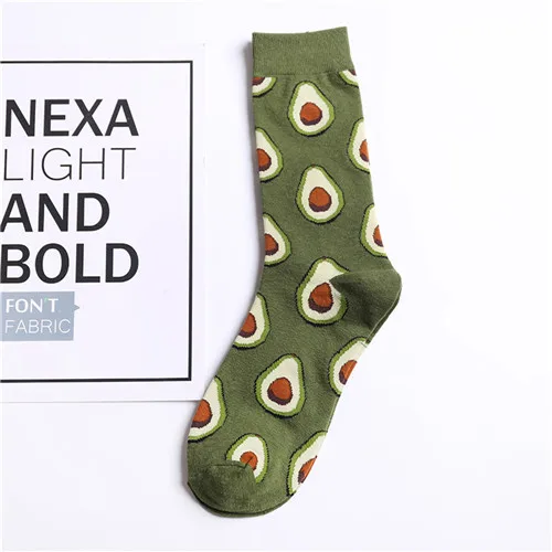 Happy Sock свежие носки с фруктами красочные женские модные авокадо суши яблоко гамбургер Харадзюку Печать Искусство Calcetines Mujer - Цвет: Avocado