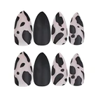 24 шт.корт. Полное покрытие леопардовые накладные ногти на шпильке черные матовые накладные ногти с клеем для девушек женщин модный дизайн ногтей Декор