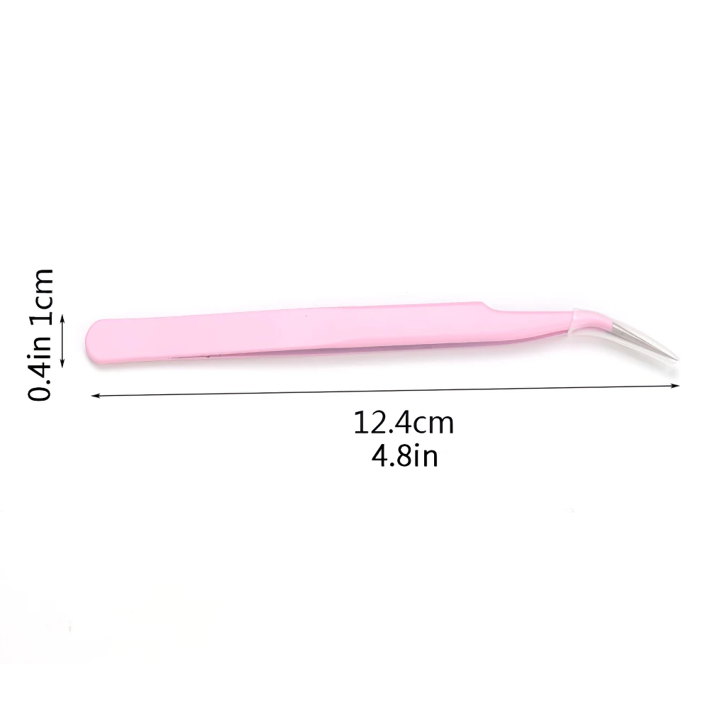 

Anti-Static Eyelashes Tweezers Elbow Head Straight Head Pink Stainless Steel Eyelashes Forceps For Women Girls Ladies 2PCS