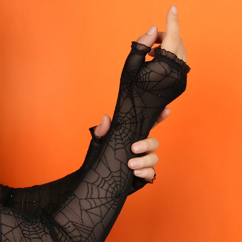 

Sexy Gothic Punk Mittens Lace Gloves Stretchy Mesh Floral Fancy Arm Sleeve Half-finger Net Yarn Gloves Sun Protection Gloves Hot