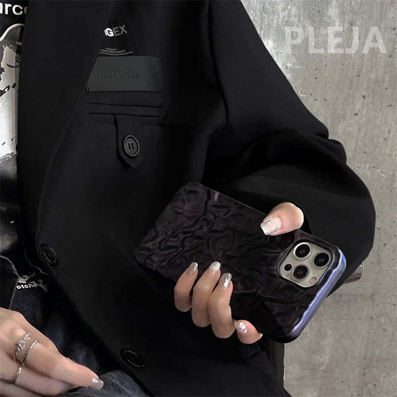 Роскошный Матовый черный чехол из оловянной фольги для телефона iphone 13 12 11 Pro Max 7 8