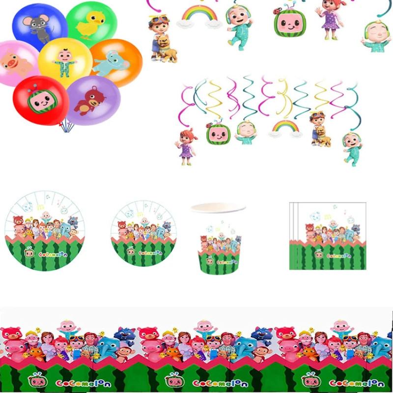 

Baby Shower New Cocomelon Paper Cups and Plates Disposable Tableware Napkins Tablecloth Birthday Party Decorations Kids