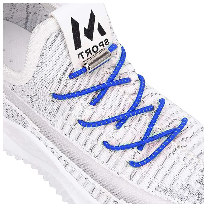 

Elastic Shoelaces Reflective No Tie Shoe Laces Child Adult Unisex Convenient Quick Lock Lazy Lace Metal Tip Round Shoelace