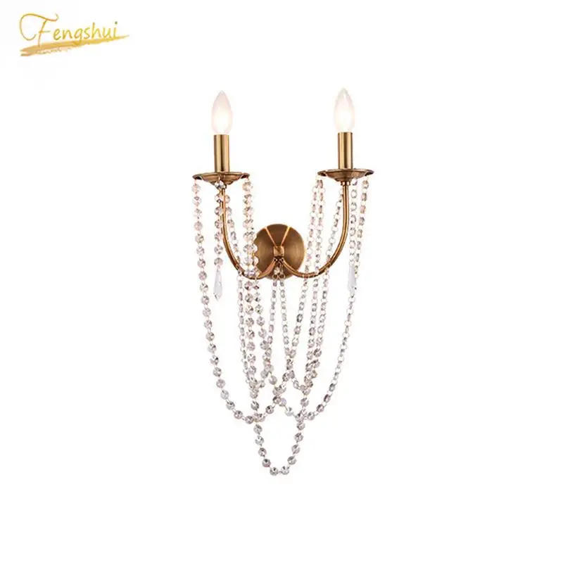 American LED Wall Lamp Lighting Nordic Luxury Crystal Decor Lights Aisle Background Loft Living Room Fixtures | Лампы и освещение