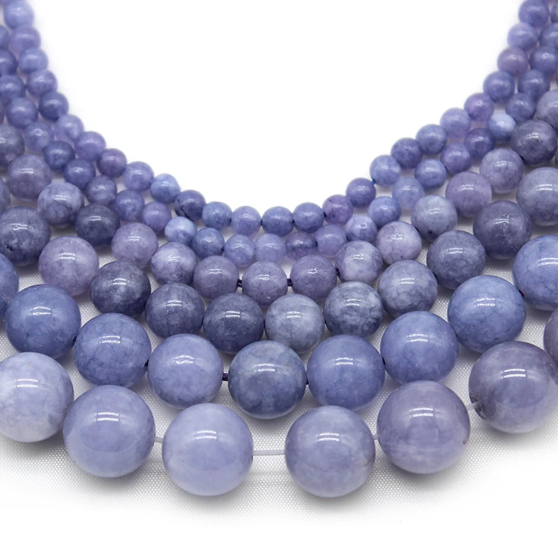 

Natural Purple Angelite Round Loose Stone Beads For Jewelry Making DIY Strand Necklace Bracelets Accessories 15'' 4/6/8/10/12mm
