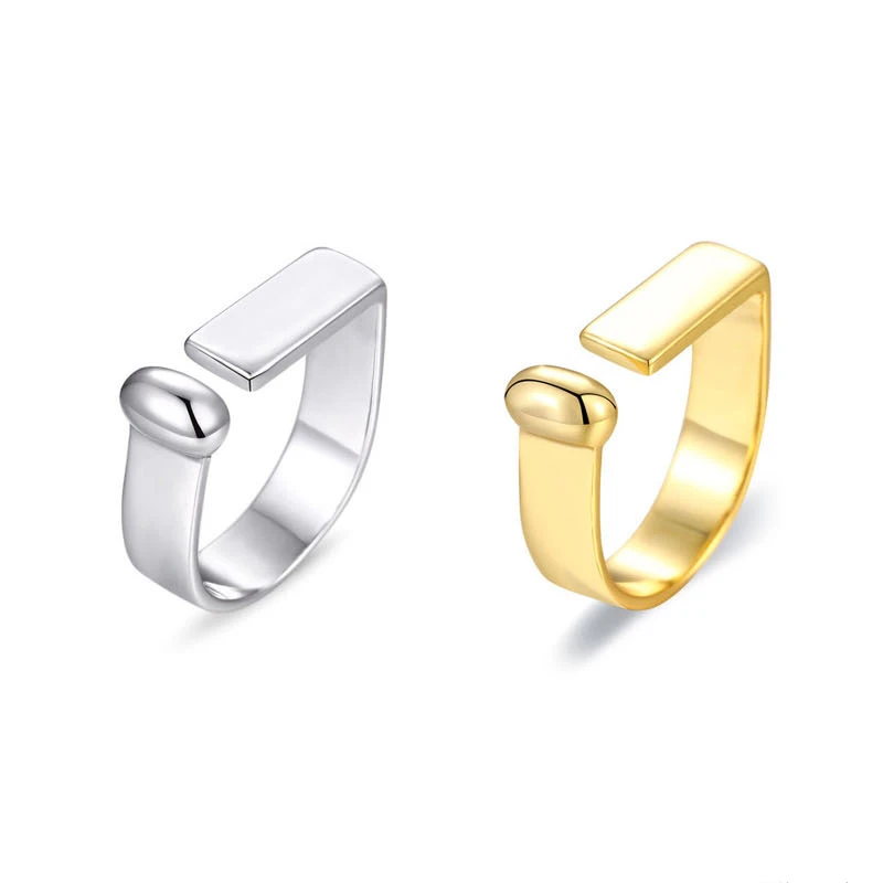 

S'STEEL Geometric Rings For Women Sterling 925 Silver Party Gold Open Ring Statement Anelli Argento 925 Donna Fine Jewellery