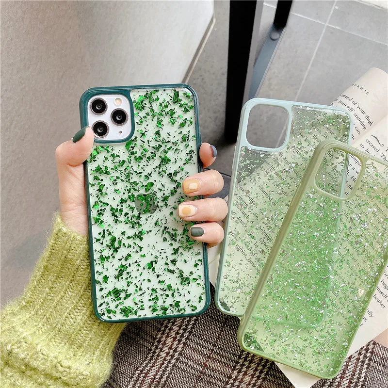 Luxury Glitter Candy Color Frame Phone Case For iphone 11 Pro XS Max X XR 8 7 Plus Soft Gold foil transparent Shockproof Cover |