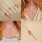 Женское ожерелье с именем на заказ, стильное ожерелье для рукописного письма с цветком, индивидуальное название, ювелирные изделия, ожерелья, подарок на день рождения