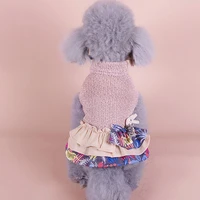 jumper dog dress winter cat princess knitted dress dog clothes knitwear pet floral skirt short sleeve sweater hoodie dresses pug