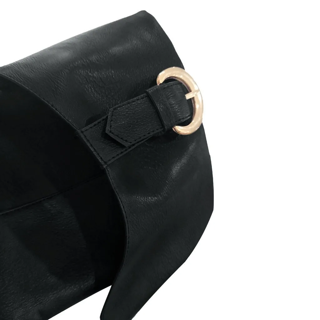 Женские ботинки средней длины модные кожаные на низком квадратном каблуке с