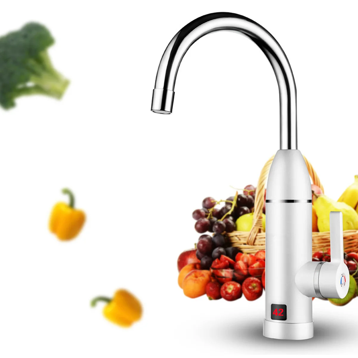 

3000W 220V Electric Kitchen Flow Water Heater Tap Instant Hot Water Faucet Heater Cold Heating Tankless Water Heater with LED