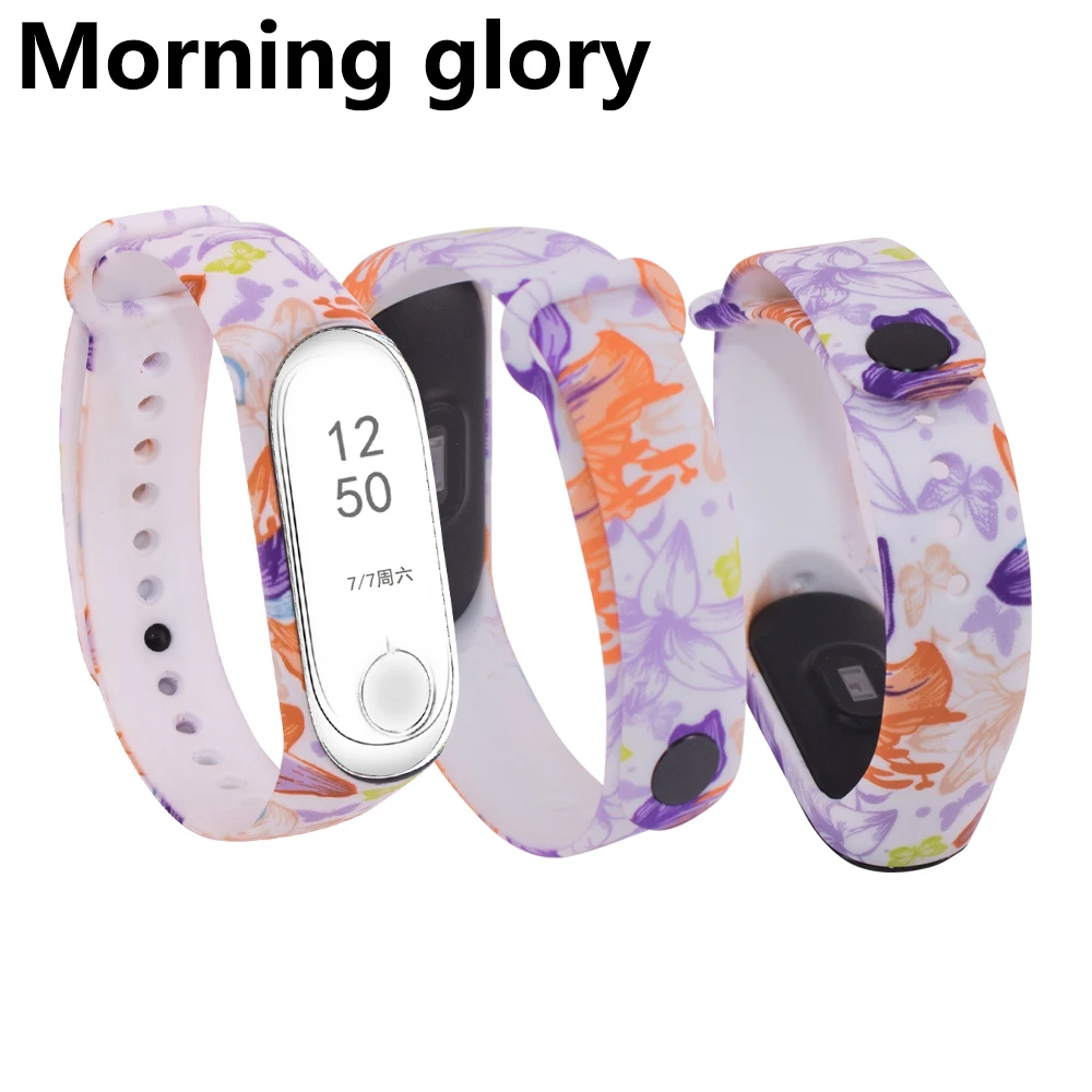 Браслет mi band 4 для xiaomi mi Band 4 ремешок силиконовый ремешок с разноцветными цветами аксессуары для xiaomi mi band 4 ремешок - Цвет: Morning glory