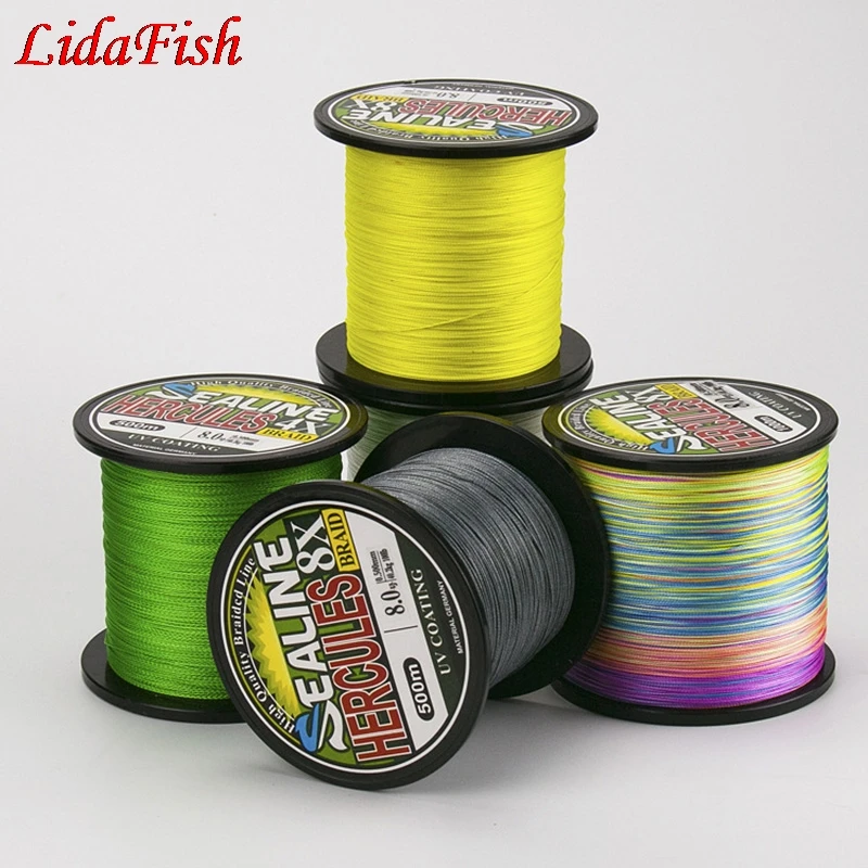 500 м плетеная рыболовная леска с полиэтиленовой оплеткой 0 14 мм-0 60 мм 8 нитей 5-50LB