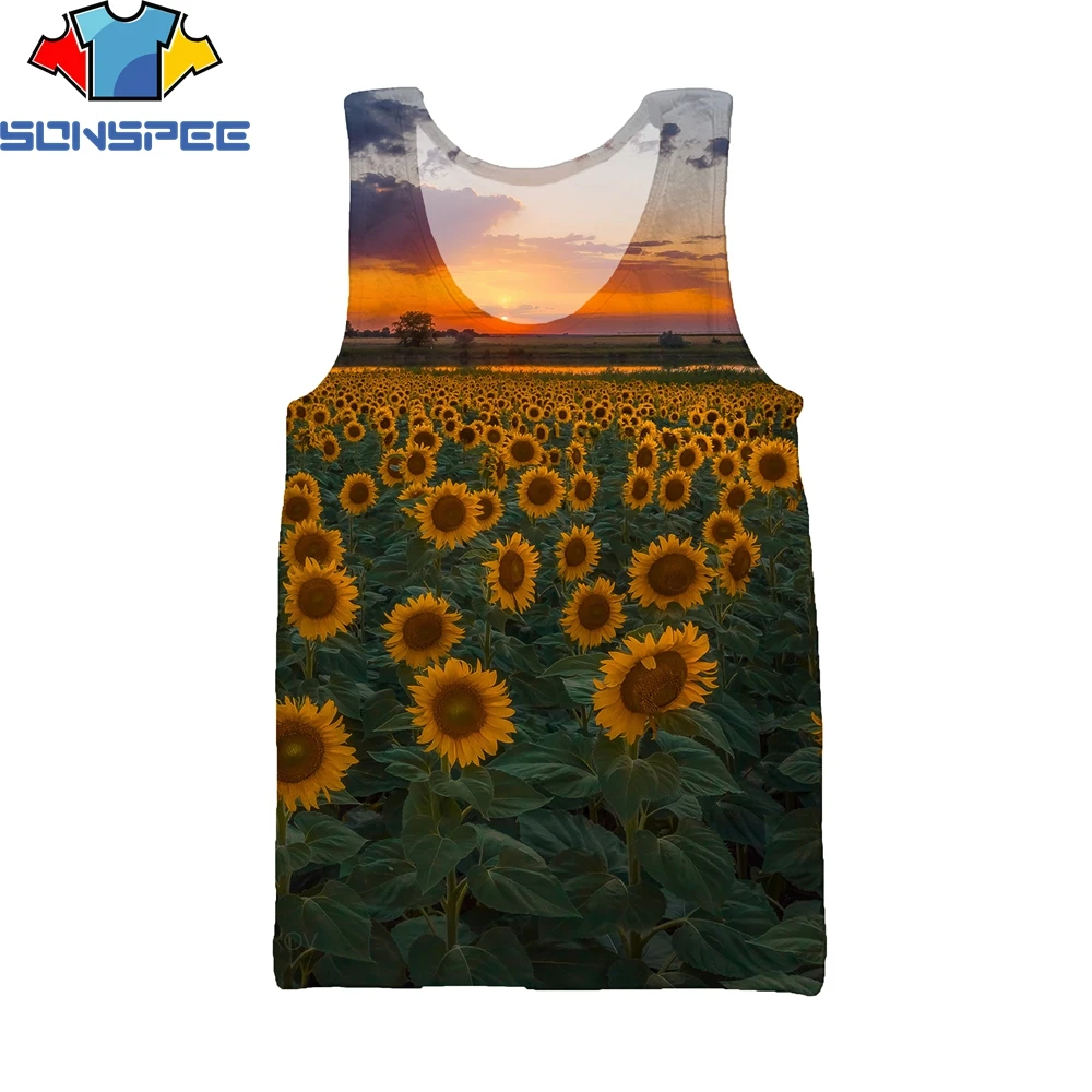 

SONSPEE Sunflower Men Casual sleeveless Shirts Summer Fashion Unisex Vest top Animal 3D Print Harajuku Tank Pullover top t389