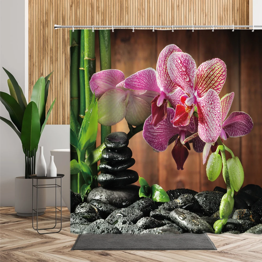 Водонепроницаемая занавеска для душа розовая шторка с изображением розового