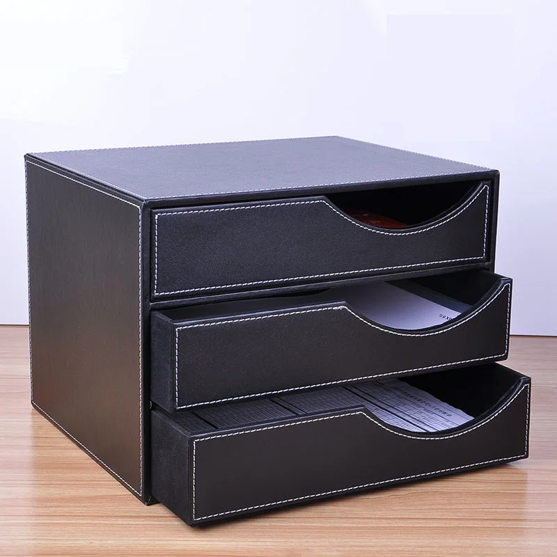 Ящик для шкафа из искусственной кожи A4|storage box|storage cabinet drawersdesktop storage |