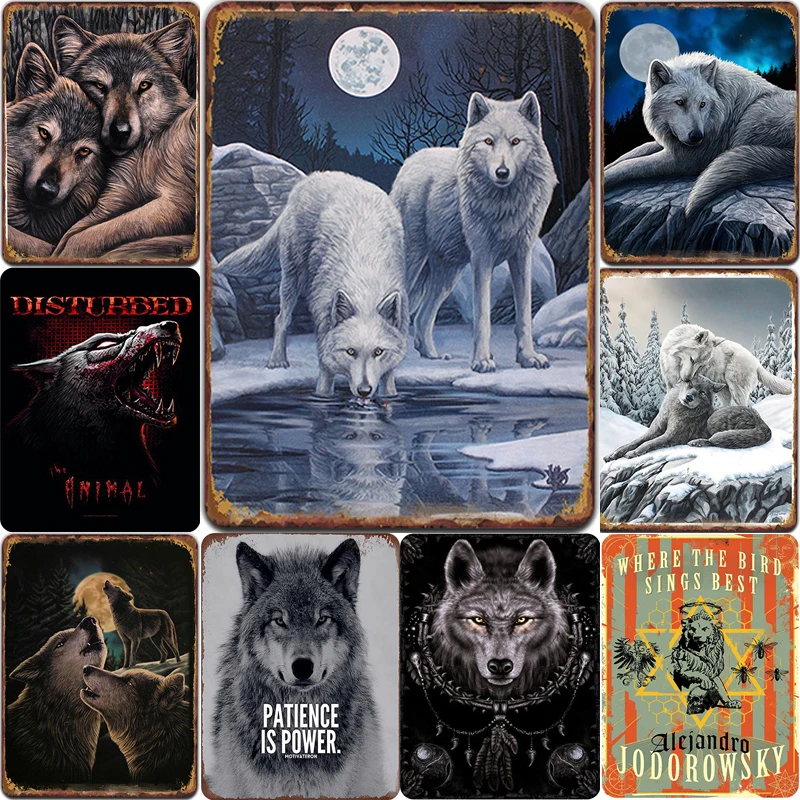 Wild Snow Wolf Moonlight Plate постеры металлические оловянные знаки современный дом кафе