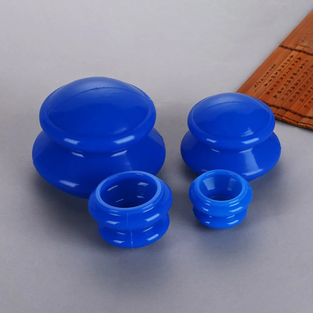 

4Pcs Therapy Silicone Cupping Devices Back Neck Body Vacuum Cans (Blue)