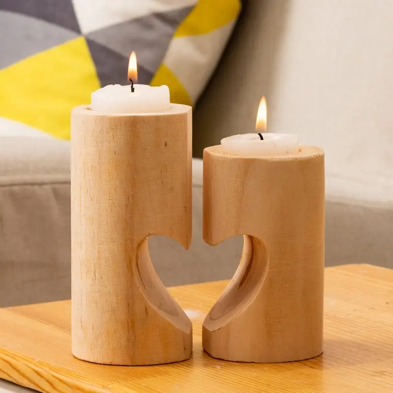 1 шт Love Heart Shaped деревянный подсвечник Craft Романтический украшения дома вечерние
